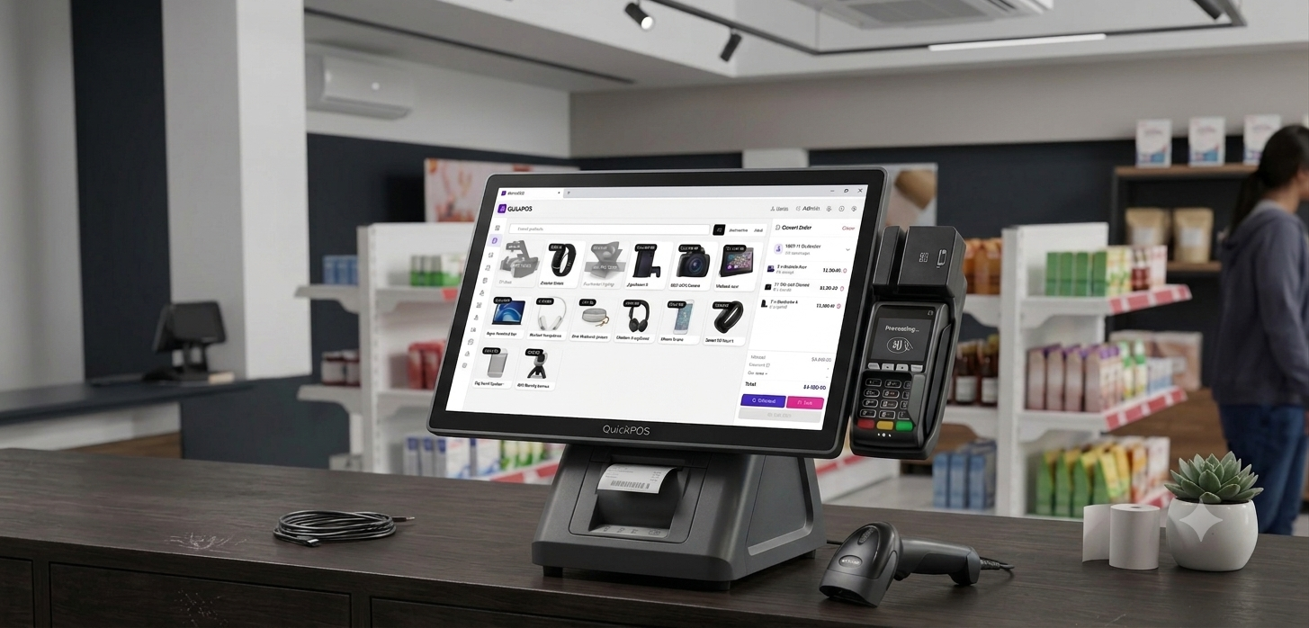 TillEasy POS running at a shop checkout counter